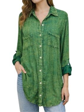 The Nu Vintage Green Button-Down Top - Size XL
